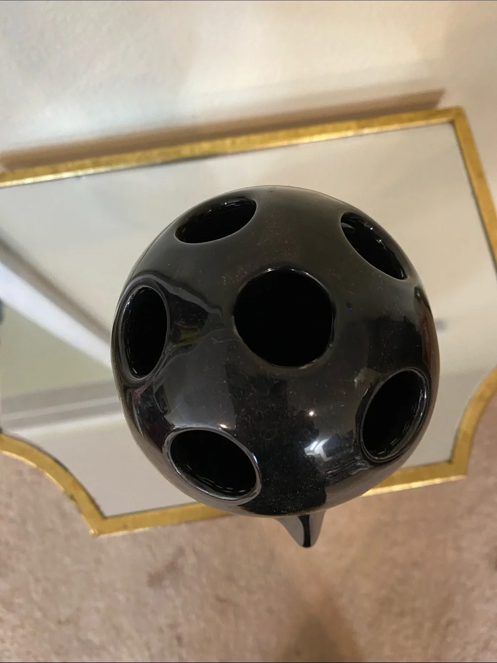 Glossy Black Ceramic Face Vase – Decorative Head Sculpture
